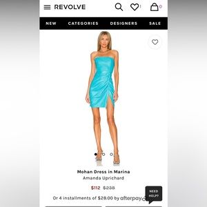 Amanda Uprichard Mohan Dress (Color - Marina) (Size : M)